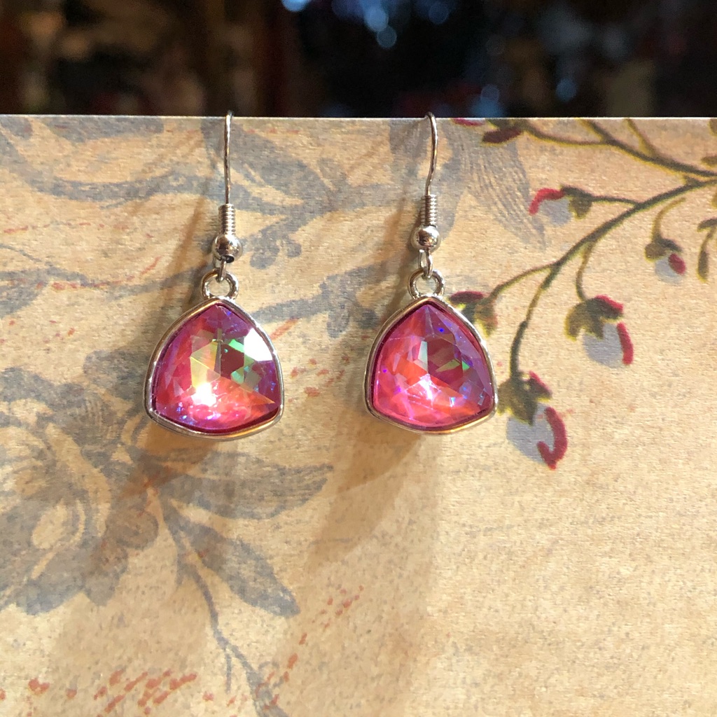 Pink Swarovski Crystal Dangle Earrings Exquisite 20$
